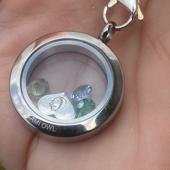 Origami Owl Floating Locket necklace Rolo chain Grandma heart rhinestone charms - Picture 10 of 11